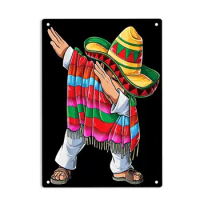 Mexican Poncho Sombrero Sign Metal Tin Sign, Poncho Poster for Home Office Restaurants Bedroom Cafes Bars Pub Man Cave Wall Deco