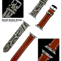 Python Texture Design Leather Cuff Bracelet for Apple Watch Bands 49mm 45mm 44mm 42mm 41mm 40mm 38mm,Ultra2/Ultra Series 9/8/7