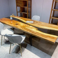 Resin river table epoxy solid wood large walnut rosewood log tea coffee desktop