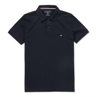 Tommy Hilfiger 熱銷刺繡領滾邊Logo短袖Polo衫(SLIM FIT)-深藍色