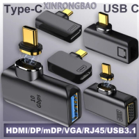 Magnetic USB Optical Audio AdApter Converter Right Angle 90 Degree Type C To 4K8K RJ45/VGA/DP/miniDP/USB3.1/HDM-I Lan For Tablet