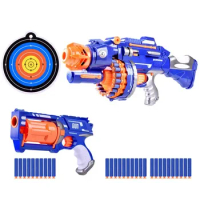 Children's Electric Continuous Shooting Gatling Toy Gun Suction Cup Soft Bullet Gun Explosion TTNerfs gun BB Guns Gifts for Kids