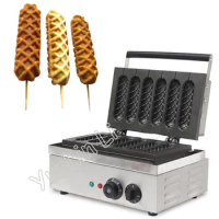 Commercial Hot Dog Baker Grill Corn-shape Cake Making Machine 6 Sticks Waffle Maker Snack Cooking Tool