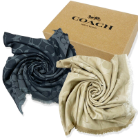 COACH 經典LOGO棉混莫代爾絲巾方巾圍巾禮盒(多款供選)