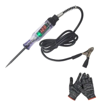 Car Truck Circuit Test Pen Circuit Tester Pen 6V/12V/24V DC Digital Test Pen Automotive Test Light Pen With Gloves