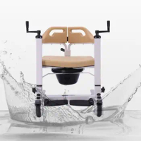 Free Shipping Manual Lift Disabled Commode Chair Bathtub Transfer Wheelchair