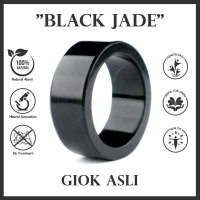 CGG Cincin Pria Batu Giok Hitam Natural Black Jade OR Jade Bulat Kotak