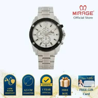 Mirage Jam Tangan Pria Analog 8714 M Silver Original Stainless Plat Putih