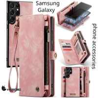 高端商務皮套Samsung保護殼 三星Galaxy S22 S23Ultra手機殼錢包一體翻蓋多卡包創意全包防摔S21