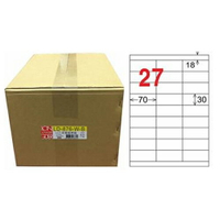 龍德 27格 白色 A4 三用電腦標籤 30x70mm 1000張 /箱 LD-876-W-B