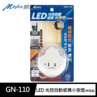 Mayka明家 GN-110光控LED小夜燈 附插座 圓弧形 琥珀光(自動感應 低耗電 低熱能)