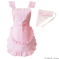 124A French Headwear Ruffle Maid Apron Maid Costume for Halloween Cosplay Party Props