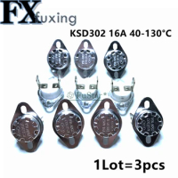 3pcs KSD302 16A 250V 40-130 85C Degree Ceramic KSD301 Normally Closed Temperature Switch Thermostat 45 55 60 65 70 75 80 85C 90C