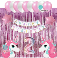 Paket Balon Ulang Tahun Unicorn Jumbo 02 - tema anak perempuan Balon Pink Putih