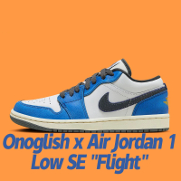 NIKE 耐吉 Onoglish x Air Jordan 1 Low SE Flight 小野比利 聯名款 藍白 女鞋 女段 FV8439-104
