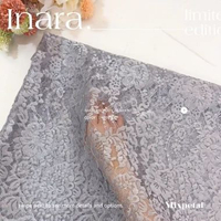 BAHAN KAIN KEBAYA SEMI CHANTILIE LAMINATING INARA Grey