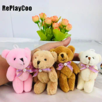 50/100PCS Mini Teddy Bear Stuffed Plush Toys 8cm Small Bear with bow Stuffed Toys pelucia Pendant Kids Birthday Gift DMX016