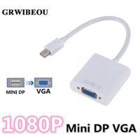 GRWIBEOU MINI DP to VGA Converter Cables 1080P Thunderbolt MINI Display Port to VGA Converter Mini DP to VGA Converter Adapter