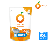 【橘子工坊】蔬果碗盤洗碗精補充包-去油淨味(500ml)