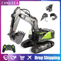 HUINA 593 1593 1/14 RC Excavator rc truck Caterpillar 2.4G Remote Radio Controlled car Alloy digger Engineering toy for boys