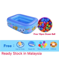 [Ready Stock] Inflatable 2 Rings Swimming Pool (L)120x(W)90x(H)36CM