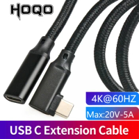 10Gbps Usb3.1 Gen2 Usb C Extension Cable 90 Degree Right Angle Usb-c type c Male to Female Data Charging Cable Cord 0.3m1m 2m 5m