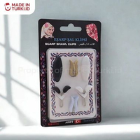 Esarp Sal Klipsi Black White 6 pcs – Set Klip Syal Selendang Hijab Hitam Putih Turki 100% Original m