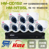 【HME 環名】組合 HM-NTX85L 8路數位錄影主機+HM-CD152 200萬畫素 同軸音頻半球攝影機*8 昌運監視器