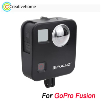 PULUZ For GoPro Fusion Camera Housing Shell CNC Aluminum Alloy Protective Cage with Basic Mount &amp; Glass Lens Caps