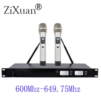 2 channel Wireless microphone system professional UHF channels dynamic microphone professional 2 karaoke microphone