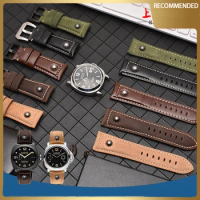 Waterproof frosted leather watchband 20mm 22mm 24mm 26mm for diesel luminos and panahai pam441 372 watch strap Man's wristband