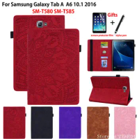 SM-T580 Funda For Samsung Galaxy Tab A a6 10.1 2016 Case Cover T580 T585 T587 Embossed Silicone PU Leather Stand Shell Capa
