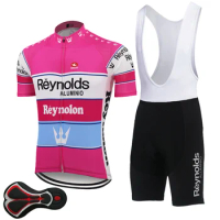 Pink Cycling Jersey Set Men Triathlon Retro Bicycle Clothing Gel Breathable Pad bib Shorts Bike Jersey MTB