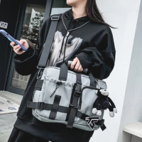 Original Uoct.all Moto&amp;biker Style Bag Female Students Korean Harajuku Shoulder Bag Retro Postman Bag Cartoon Messenger Bag