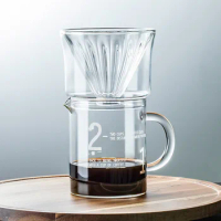 Borosilicate Heat-Resistant Hand Made Coffee Maker Set Coffee Sharing Pot Drip Coffee Maker Transparent Glass Filter Cup