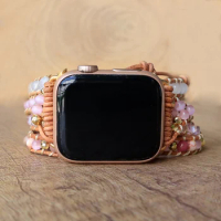 Natural White Rose Quartz Apple Watch Strap 38mm/45mm Band Smartwatch Wrist Bracelet For Iwatch Apple Watch Band Accessories