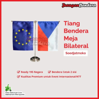 Tiang Bendera Meja Bilateral Soedjatmoko - Stainless Besi Anti Karat Premium Ready Semua Negara