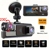 Dash Cam with Memory Card Included, Optional Without Card, Front Camera 1080P, Rear Camera 720P