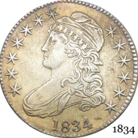 United States Of America Liberty Eagle 1834 50 Cents ½ Dollar Capped Bust Half Dollar Cupronickel Silver Plated Copy Coin
