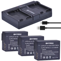 3Pcs 1400mAh DMW-BLC12 DMW-BLC12E BLC12 Battery + USB Dual Charger for Panasonic Lumix FZ1000,FZ200,FZ300,G5,G6,G7,GH2,DMC-GX8