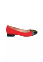 TORY BURCH Pre-Loved TORY BURCH Red Suede Low Heels with Brass Logo