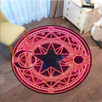 Cartoon Sakura Magic Captor Card Round Rug Magic Array Carpet Pink Carpet Doormat Antislip Plush Living Room Home Decar
