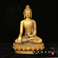 古玩雜項精品銅器純手工銅器擺件黃銅尼泊爾佛像釋迦牟尼佛像