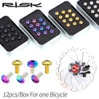 RISK Bike Disc Brake Rotor 12PCS M5*10MM Fixing Bolts TC4 Titanium Bicycle MTB Bike Ultralight Brake Screw Cycling Accessories