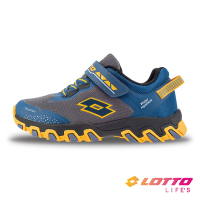 【LOTTO 義大利】童鞋 冒險王 2.0 防潑水越野跑鞋(灰藍/銘黃-LT2AKR6336)