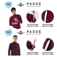 Hot Sale [Matte Series] MAROON PAZZE BAJU MELAYU SLIM FIT Modern Cutting Zip Edge Wuduk Friendly