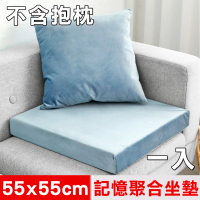 【凱蕾絲帝】台灣製造-高支撐記憶聚合加厚絨布坐墊/沙發墊/實木椅墊55x55cm(淺藍一入)