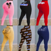Women's sexy high waist leggings plus size trousers Snickers KitKat printed sweatpants American clothing sports fitness pants