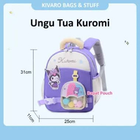 Kivaro Tas Kuromi Anak TK Paud Laki Laki Usia 2-4 Tahun Ukuran 31cm Warna Ungu | 88065 Ungu Tua Kuro
