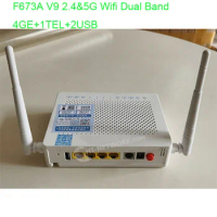 USED F673AV9 Dual Band 5G&amp;2.4G WIFI GPON ONT ONU 4GE+1TEL+2USB English Version Compatible for ZTE GPON OLT C320/C300/C600